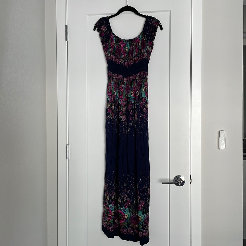 Floral print stretch maxi dress